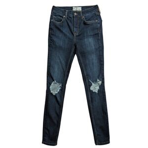 Free People Women's 5 Pocket Style Dark Blue Skinny Jean Size 25 ,61855-16515125
